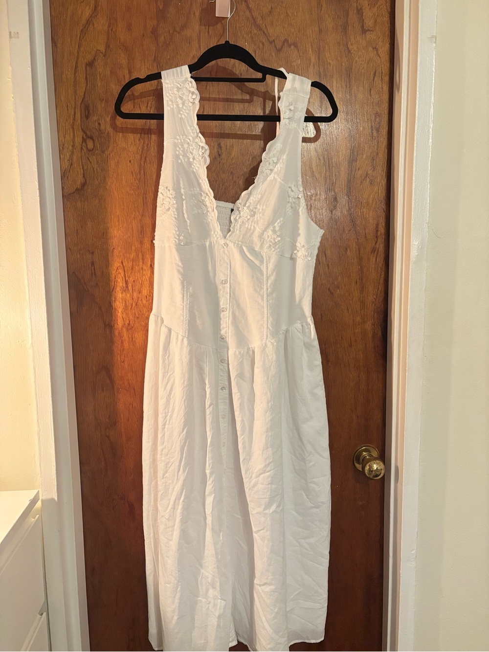 White Lace-Trim Cotton Dress